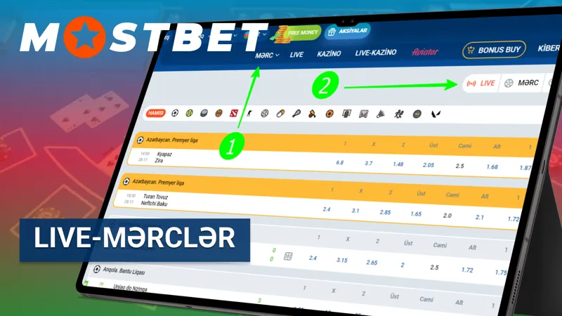 MostBet-də canlı (Live) mərclərin seçimi